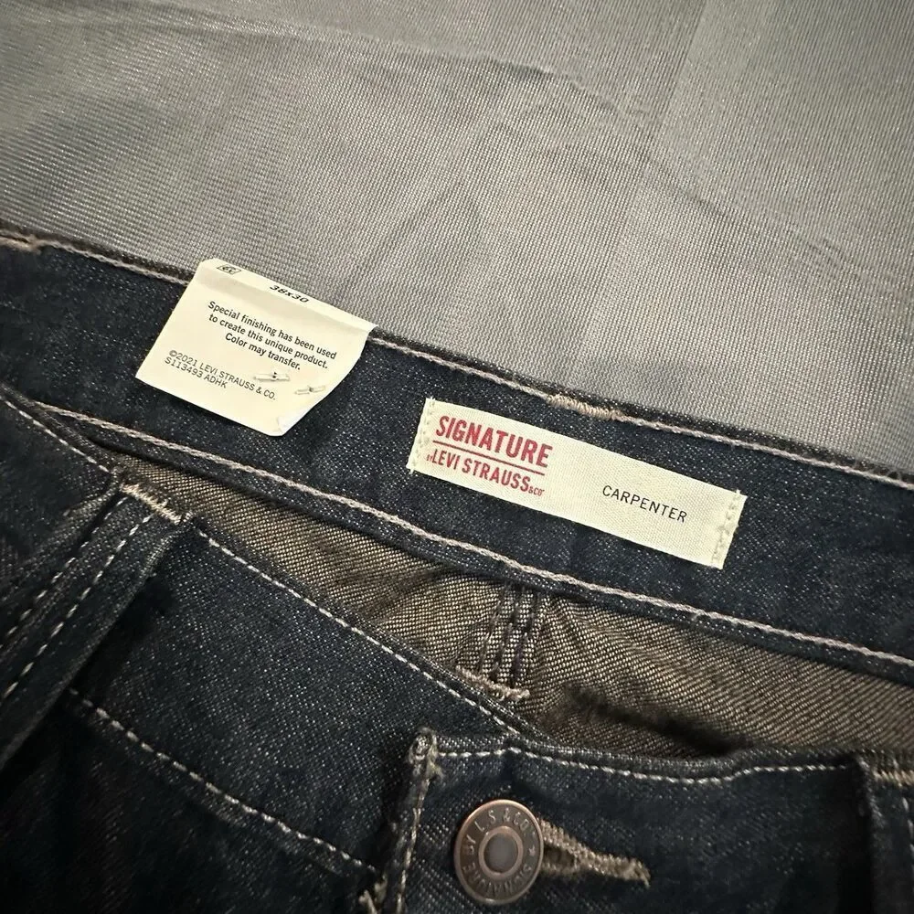 Levis Jeans Mens 38x30 Signature Strauss Carpenter Dark Wash Workwear Relaxed